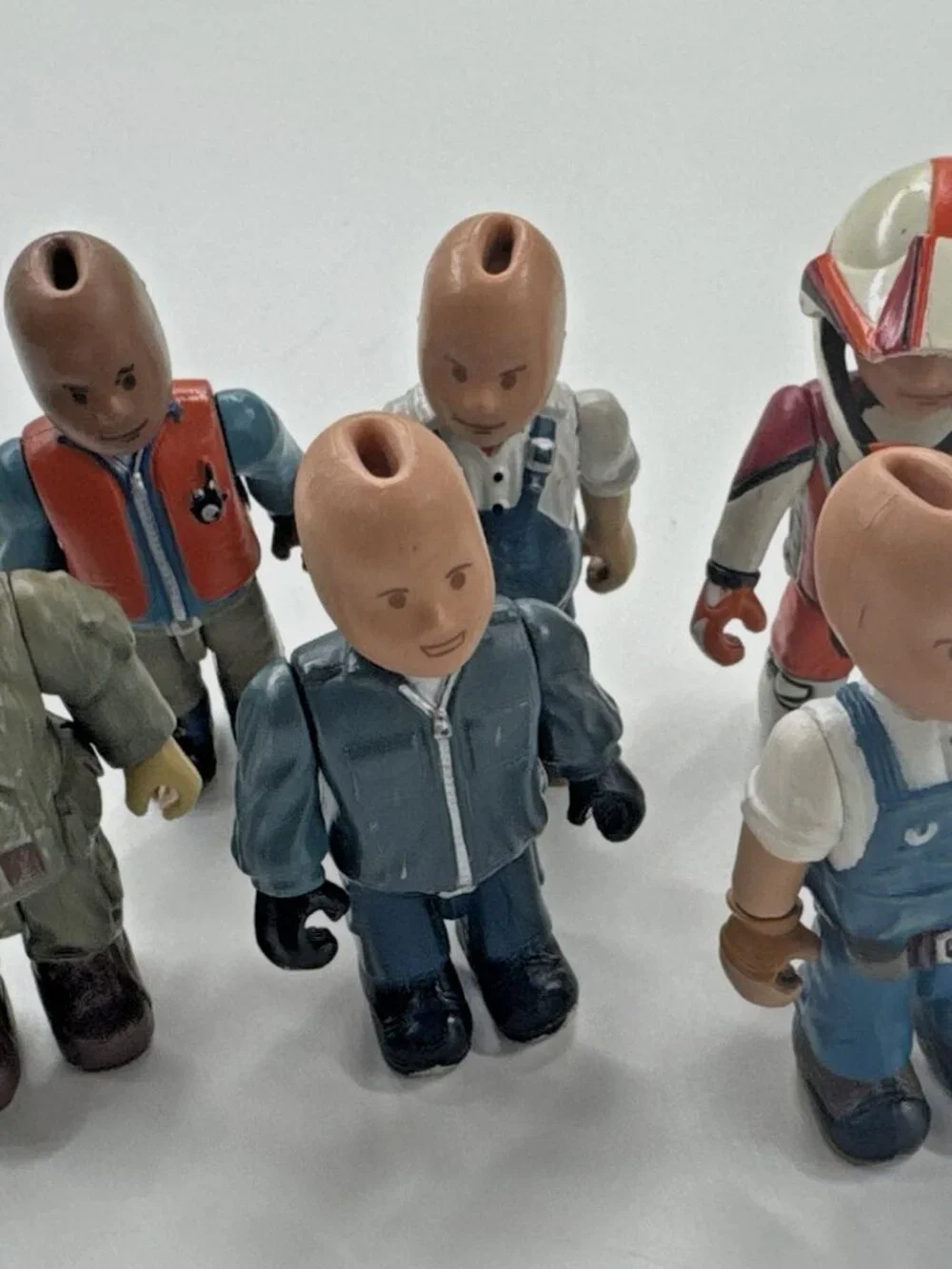 Vintage Mighty World Action Figures Lot of 6 Mike Wrench Spaceman Bald Head Toys